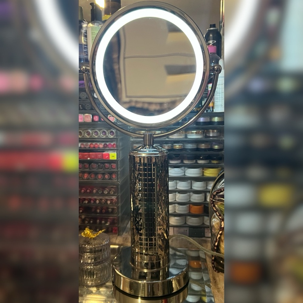 Illuminated Silver Vanity Mirror